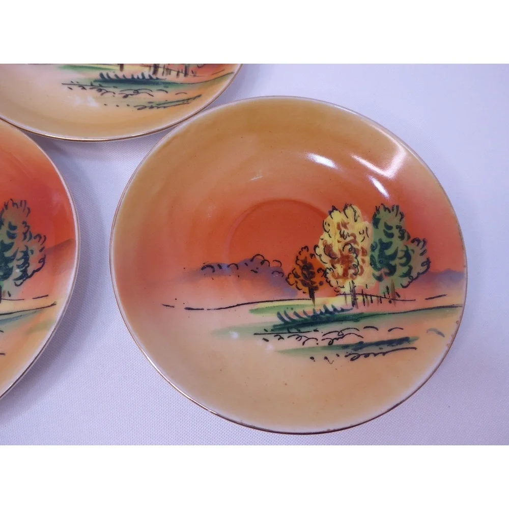 Vintage Hand Painted Moriage Windmill Sunset 5